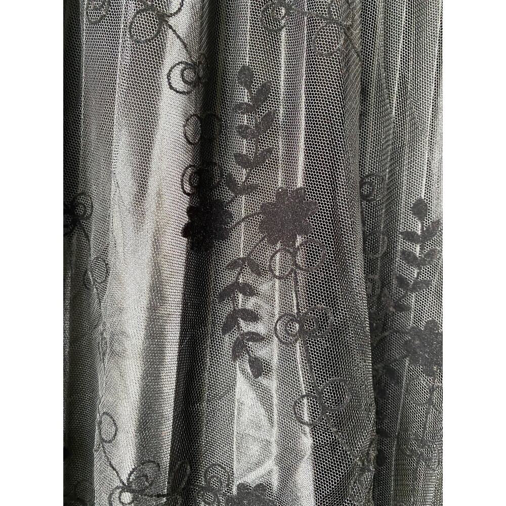 Jon & Anna Velvet Floral Flocking Mesh Skirt Women L XL Black Witchy Whimsigoth - Picture 3 of 10